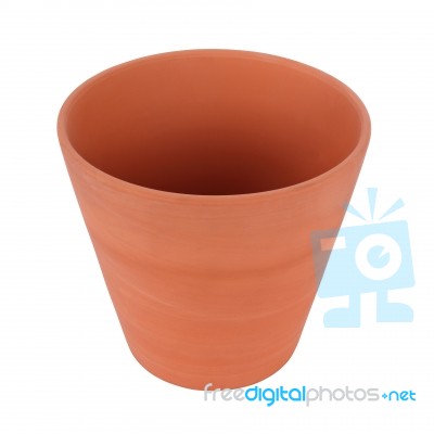 Top Side Of Clay Pot On White Background Stock Photo