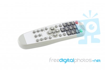 Top Side Of Remote Control On White Background Stock Photo