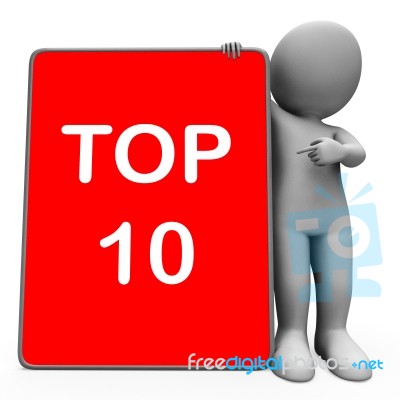 Top Ten Character Tablet Shows Special Top Ranking Stock Image