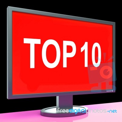 Top Ten Screen Shows Best Ranking Or Rating Stock Image