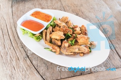 Top View Deep Fried Chicken Wings Stock Photo