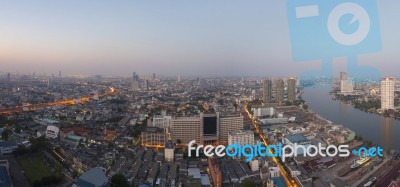 Top View From High Building Roof Morning Light Of Bangkok Capita… Stock Photo