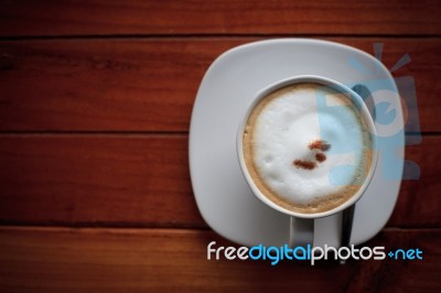 Top View Of Cappuccino Coffee Stock Photo