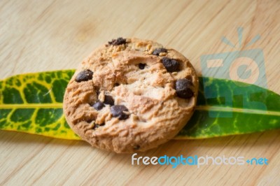 Top View Of Chocolate Chips Cookie Stock Photo