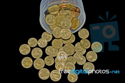 Top View Of Coin Stack Stock Photo