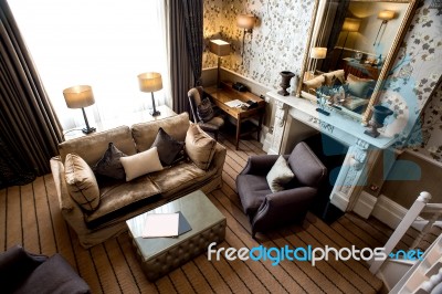 Top View Of Living Room Interior Stock Photo