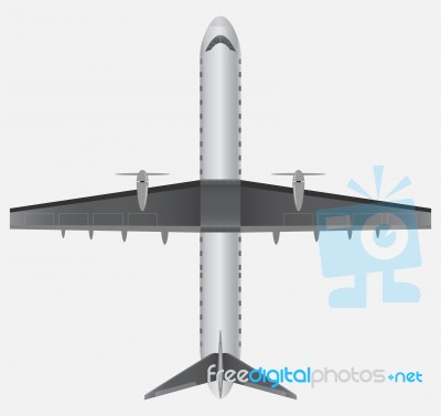 Top View Of Narrow Body Passenger Propeller Airplane Stock Image