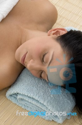 Top View Of Resting Female Stock Photo