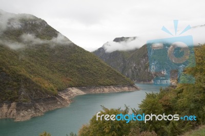 Top View Of The River Piva Canyon Stock Photo