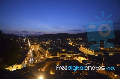 Top View Of The Town Of Scicli Stock Photo