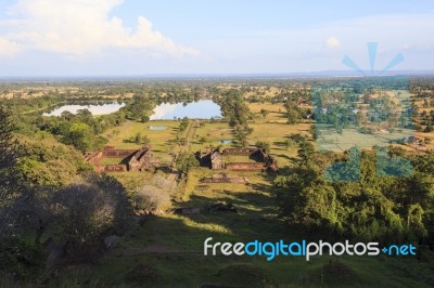 Top View Of Wat Phu World Heritage Site In Champasak Southern Of… Stock Photo