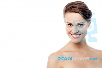 Topless Woman Posing To Camera Stock Photo