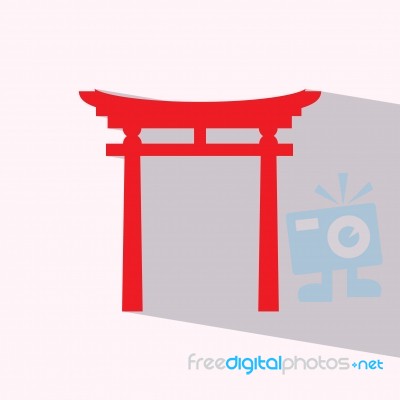 Torii Gate Flat Icon   Illustration  Stock Image