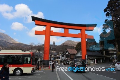 Torii Gate To Hakone Shrine Stock Photo