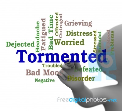 Tormented Word Represents Mortify Distress And Afflict 3d Render… Stock Image