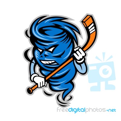 Tornado Ice Hockey Player Mascot Stock Image