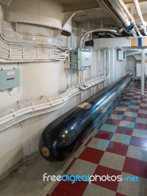 Torpedo On Hms Belfast Stock Photo