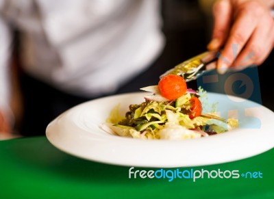 Tossed Salad With Nice Garnish Stock Photo