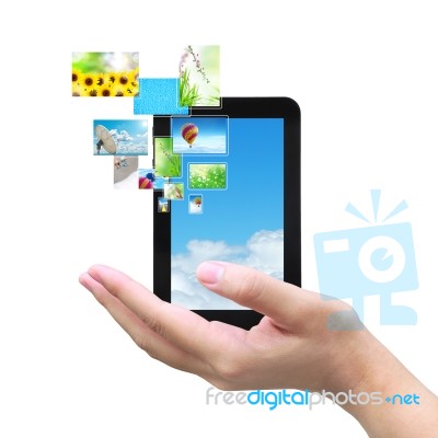 Touch Pad Phone And Streaming Images Stock Photo