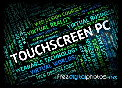 Touchscreen Pc Indicates Personal Computer And Computing Stock Image