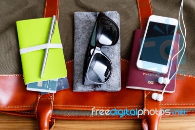 Tourism Concept With Travel Accessories Stock Photo