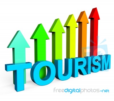 Tourism Increasing Represents Financial Report And Analysis Stock Image