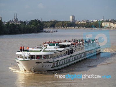 Tourist Boat Princesse D'aquitane Cruising Along The River Garon… Stock Photo