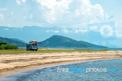 Tourist Camping Minivan Waiting For Tourists In Paraty, State Ri… Stock Photo