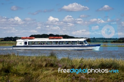 Tourist Pleasure Boat On The River Alde Stock Photo