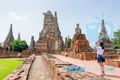 Tourist Teenage Girl Take A Photo Stock Photo