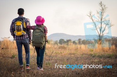 Tourists Are Enjoying The Mountain Stock Photo