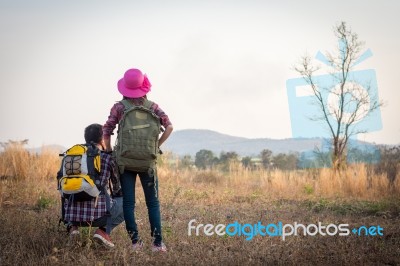 Tourists Are Enjoying The Mountain Stock Photo