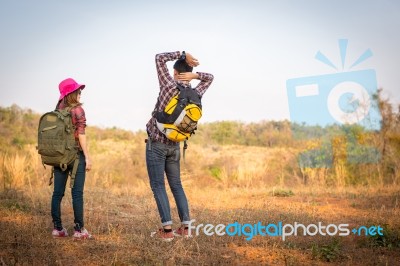 Tourists Are Enjoying The Mountain Stock Photo