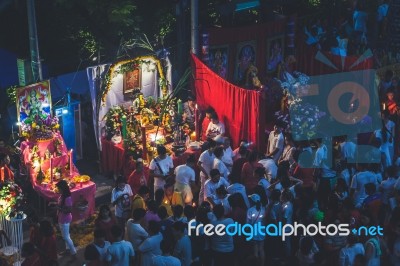 Tourists On Walking Street Stock Photo