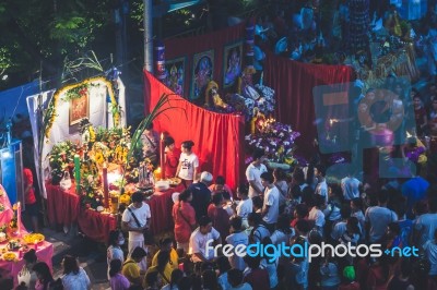 Tourists On Walking Street Stock Photo