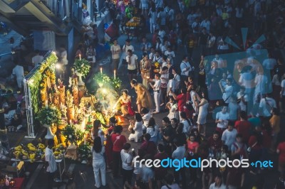 Tourists On Walking Street Stock Photo