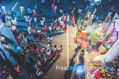 Tourists On Walking Street Stock Photo