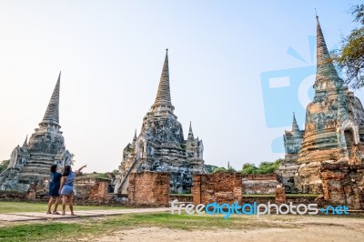 Tourists Visiting At Wat Phra Sri Sanphet Stock Photo