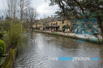 Tourists Wandering Around Bourton-on-the-water Stock Photo