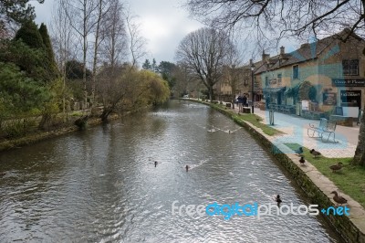 Tourists Wandering Around Bourton-on-the-water Stock Photo