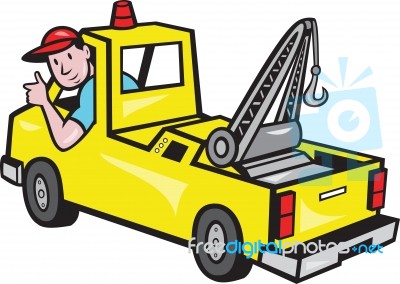 Tow Wrecker Truck Driver Thumbs Up Stock Image