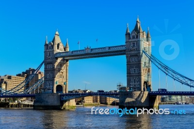 Tower Bridge In London Crosses River Thames Stock Photo