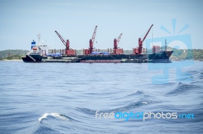 Tower Crane On Boat Stock Photo