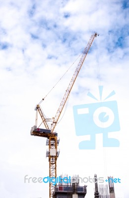 Tower Crane Working In Construction Site Stock Photo