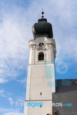 Tower Of The Parish Church Of St. Georgen Stock Photo