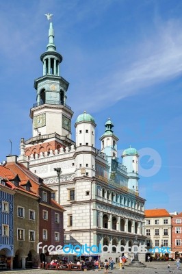 Town Hall Clock Tower In Poznan Stock Photo