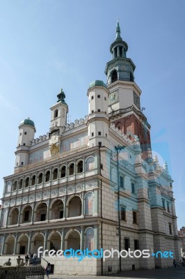 Town Hall Clock Tower In Poznan Stock Photo