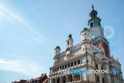 Town Hall Clock Tower In Poznan Stock Photo