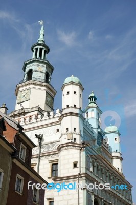 Town Hall Clock Tower In Poznan Stock Photo