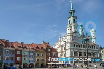 Town Hall Clock Tower In Poznan Stock Photo